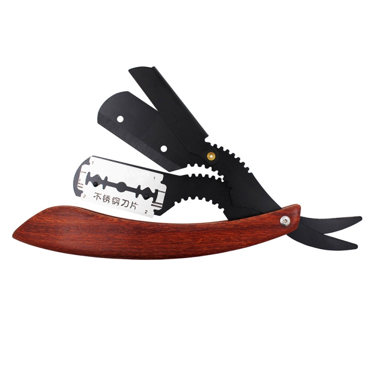 H-8 Replaceable Blade Folding Straight Razor Male Grooming Accessory(Eyebrow-shaped Black Blade Holder)
