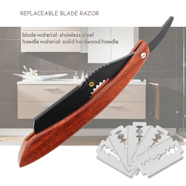 H-8 Replaceable Blade Folding Straight Razor Male Grooming Accessory(Eyebrow-shaped Black Blade Holder)