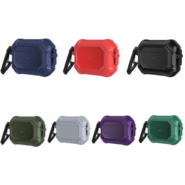 Carbon Brazing Dimension TPU+PC Headphone Protective Cover with Switch Lock & Carabiner For AirPods Pro