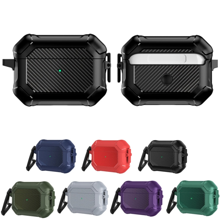 Carbon Brazing Dimension TPU+PC Headphone Protective Cover with Switch Lock & Carabiner For AirPods Pro