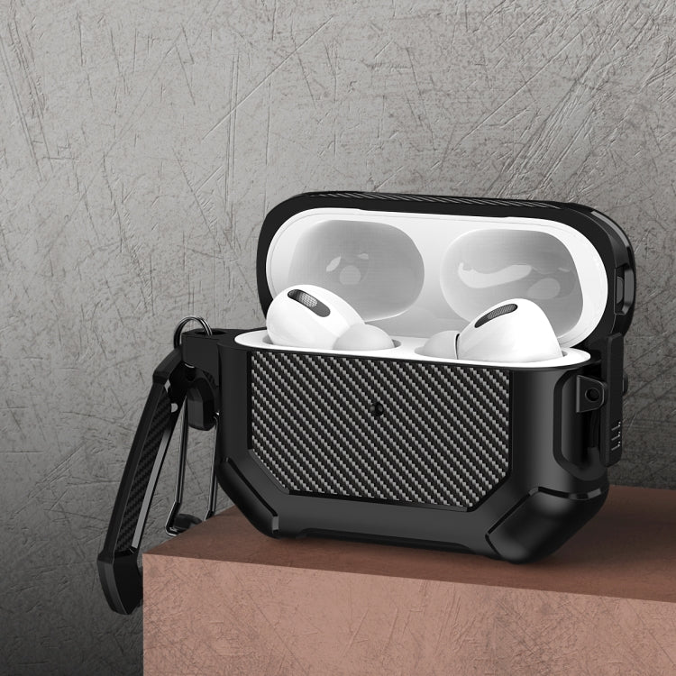 Carbon Brazing Dimension TPU+PC Headphone Protective Cover with Switch Lock & Carabiner For AirPods Pro