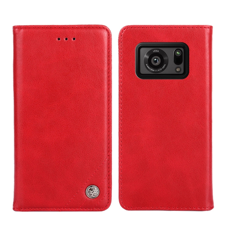 For Sharp Aquos R6 Non-Magnetic Retro Texture Horizontal Flip Leather Phone Case