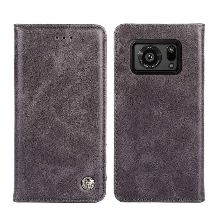 For Sharp Aquos R6 Non-Magnetic Retro Texture Horizontal Flip Leather Phone Case