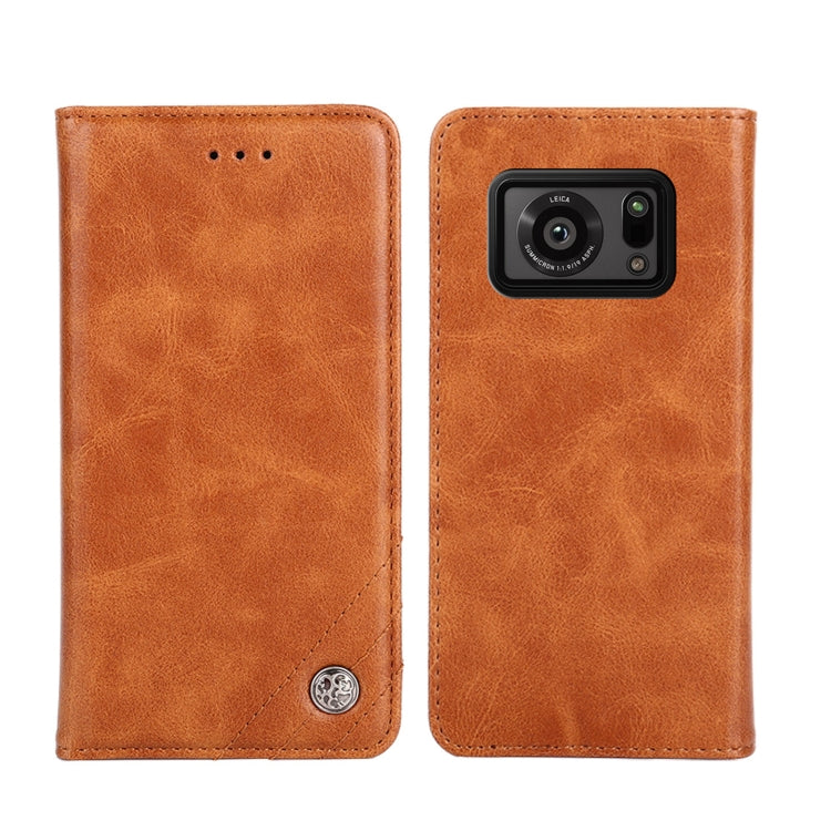 For Sharp Aquos R6 Non-Magnetic Retro Texture Horizontal Flip Leather Phone Case