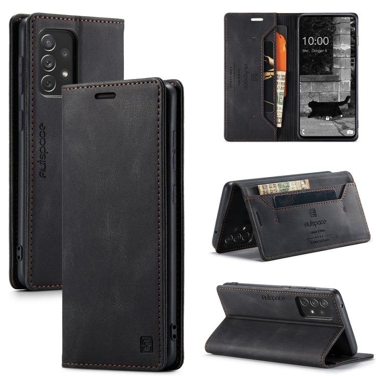 For Samsung Galaxy A73 5G AutSpace A01 Retro Skin-feel Crazy Horse Texture Leather Phone Case