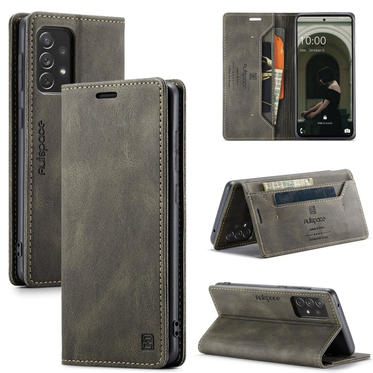 For Samsung Galaxy A73 5G AutSpace A01 Retro Skin-feel Crazy Horse Texture Leather Phone Case