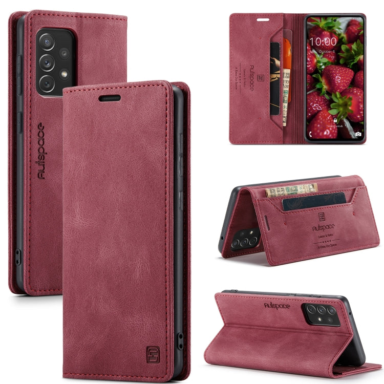 For Samsung Galaxy A73 5G AutSpace A01 Retro Skin-feel Crazy Horse Texture Leather Phone Case
