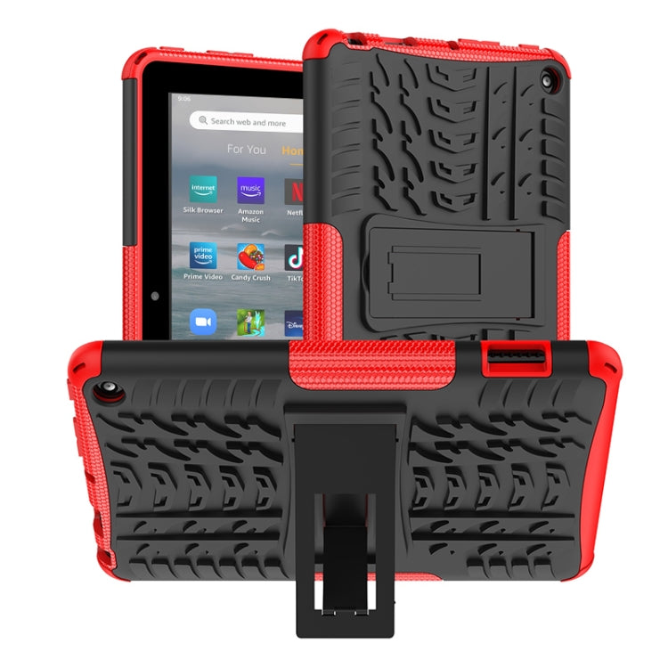 For Amazon Kindle Fire 7 2022 Tire Texture TPU + PC Tablet Case with Holder