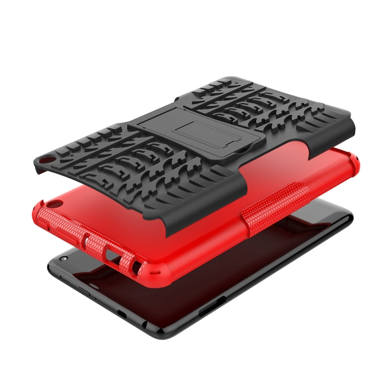 For Amazon Kindle Fire 7 2022 Tire Texture TPU + PC Tablet Case with Holder
