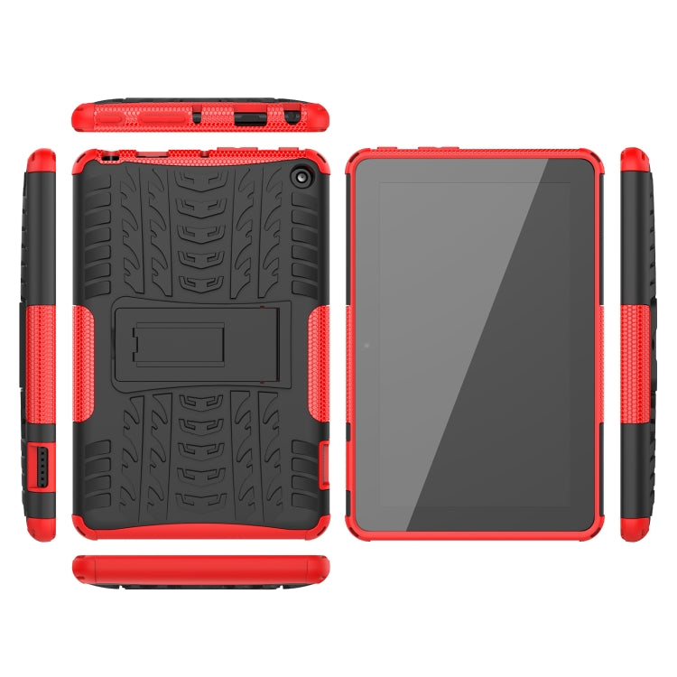 For Amazon Kindle Fire 7 2022 Tire Texture TPU + PC Tablet Case with Holder