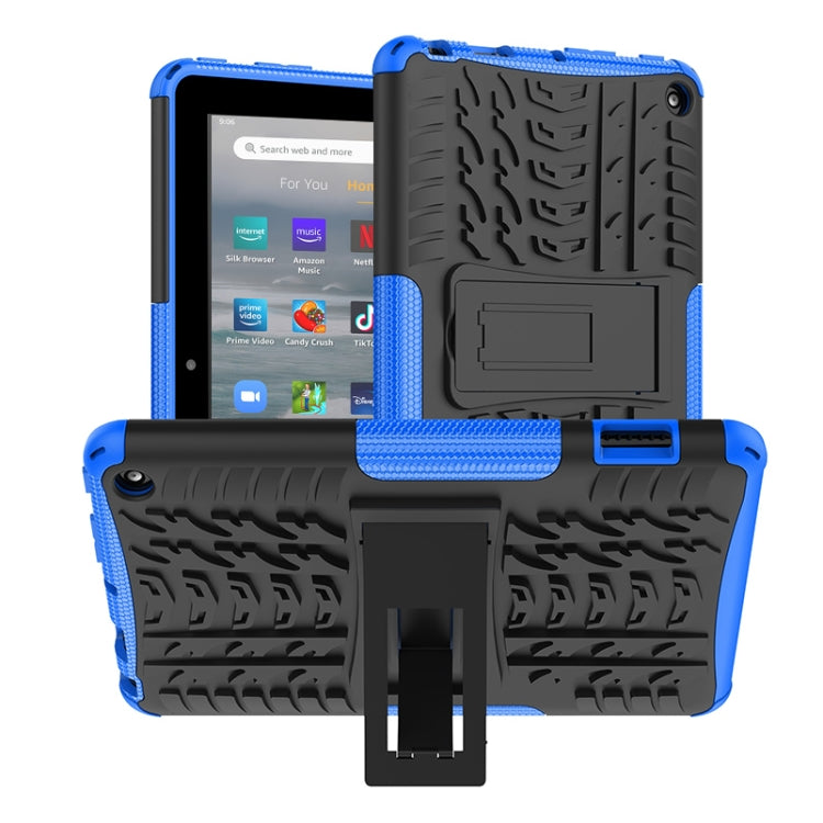 For Amazon Kindle Fire 7 2022 Tire Texture TPU + PC Tablet Case with Holder