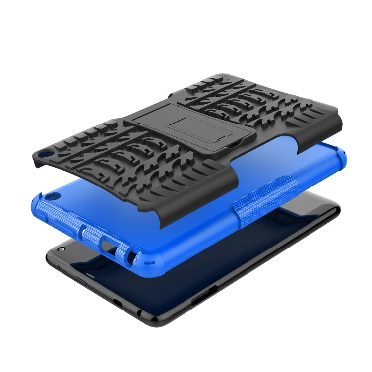 For Amazon Kindle Fire 7 2022 Tire Texture TPU + PC Tablet Case with Holder