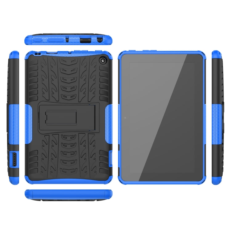 For Amazon Kindle Fire 7 2022 Tire Texture TPU + PC Tablet Case with Holder