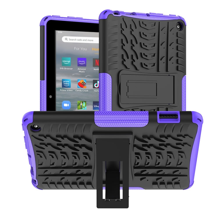 For Amazon Kindle Fire 7 2022 Tire Texture TPU + PC Tablet Case with Holder
