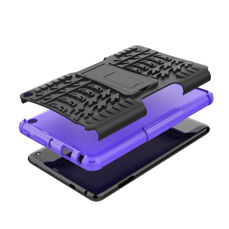For Amazon Kindle Fire 7 2022 Tire Texture TPU + PC Tablet Case with Holder