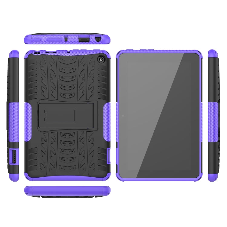 For Amazon Kindle Fire 7 2022 Tire Texture TPU + PC Tablet Case with Holder