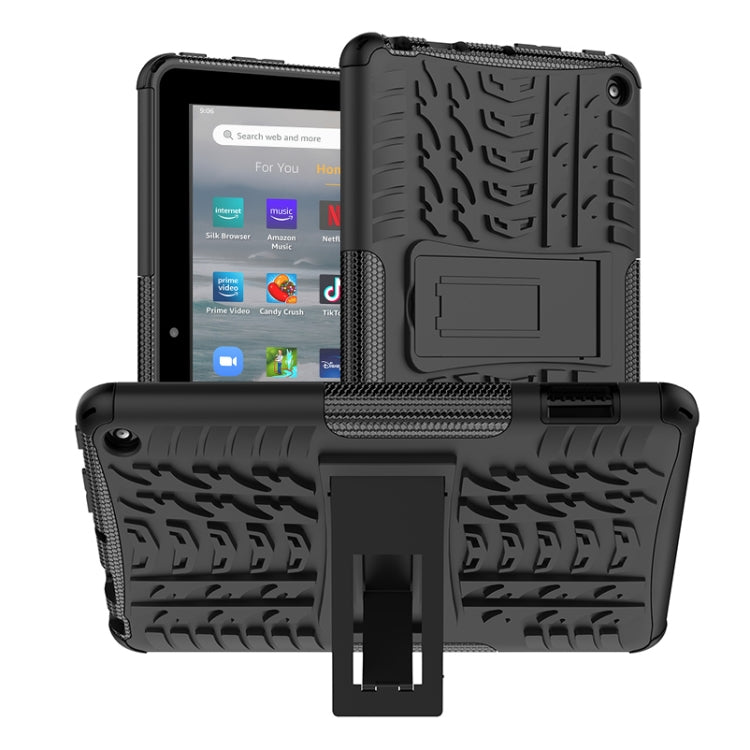 For Amazon Kindle Fire 7 2022 Tire Texture TPU + PC Tablet Case with Holder
