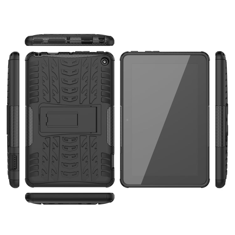 For Amazon Kindle Fire 7 2022 Tire Texture TPU + PC Tablet Case with Holder