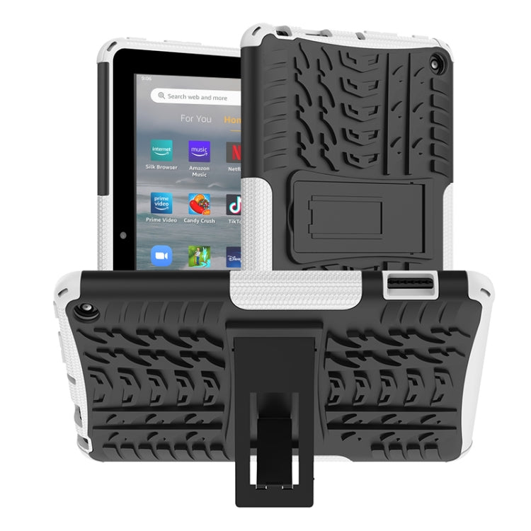 For Amazon Kindle Fire 7 2022 Tire Texture TPU + PC Tablet Case with Holder