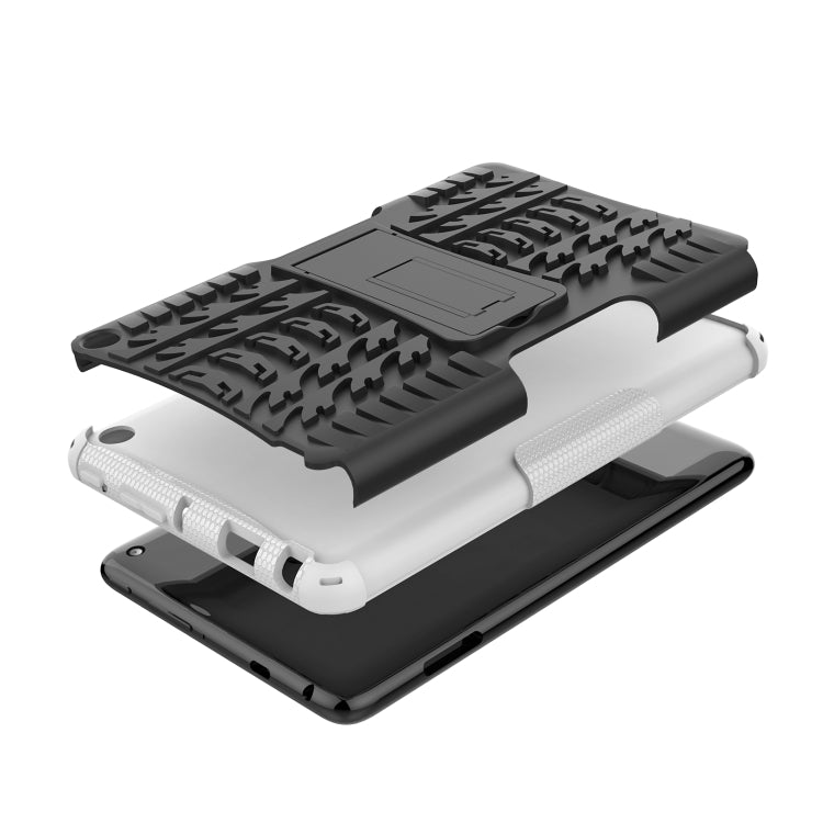 For Amazon Kindle Fire 7 2022 Tire Texture TPU + PC Tablet Case with Holder