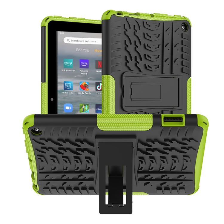 For Amazon Kindle Fire 7 2022 Tire Texture TPU + PC Tablet Case with Holder