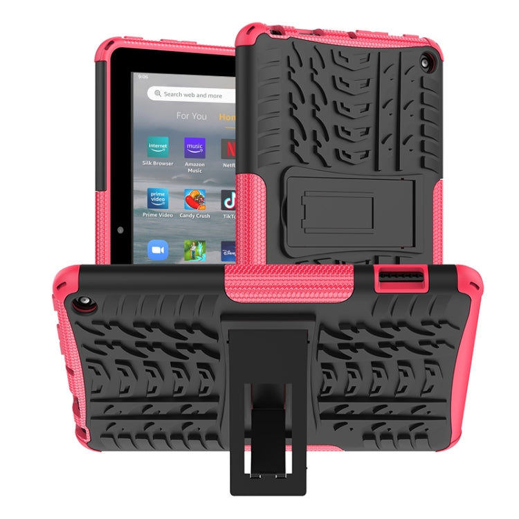 For Amazon Kindle Fire 7 2022 Tire Texture TPU + PC Tablet Case with Holder