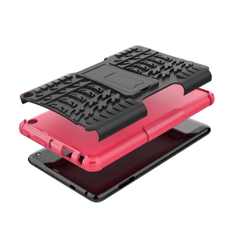 For Amazon Kindle Fire 7 2022 Tire Texture TPU + PC Tablet Case with Holder