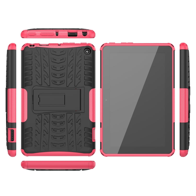 For Amazon Kindle Fire 7 2022 Tire Texture TPU + PC Tablet Case with Holder
