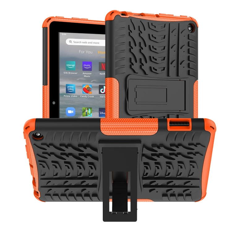 For Amazon Kindle Fire 7 2022 Tire Texture TPU + PC Tablet Case with Holder