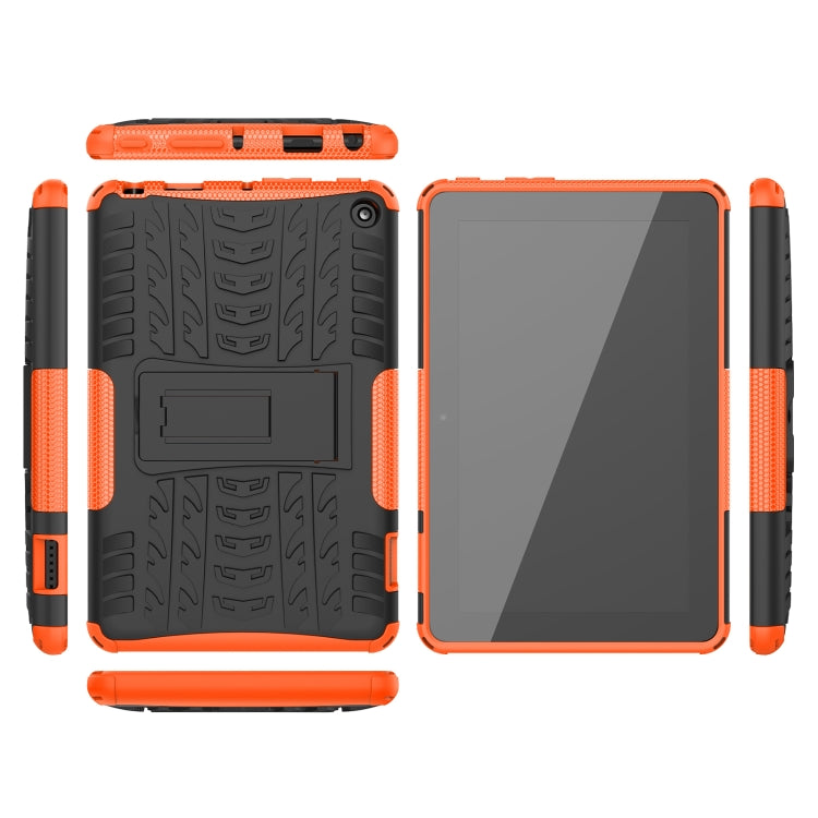 For Amazon Kindle Fire 7 2022 Tire Texture TPU + PC Tablet Case with Holder