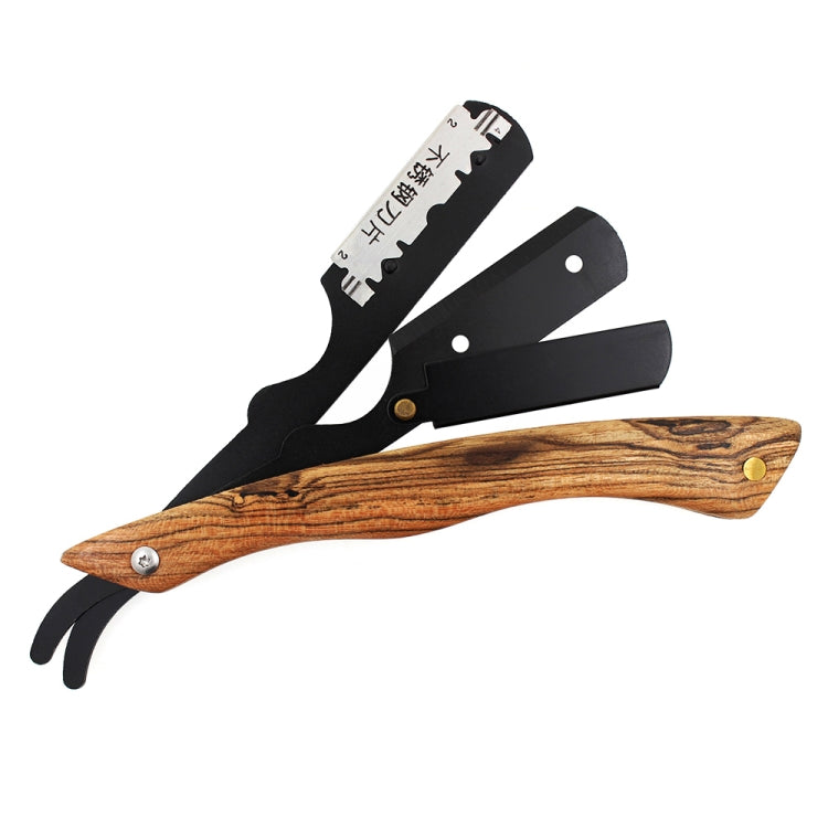 H-10 Men Replaceable Blade Stainless Steel Straight Folding Edge Shaving Razor(Lentil Black Blade Holder)