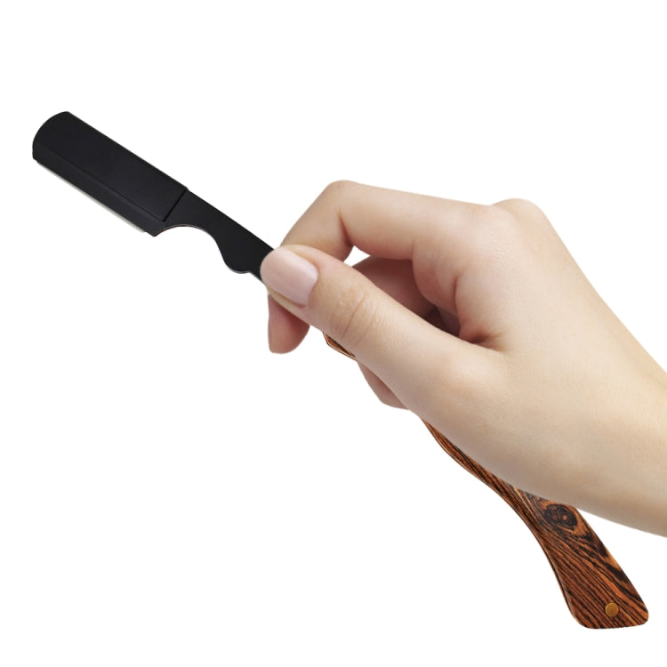 H-10 Men Replaceable Blade Stainless Steel Straight Folding Edge Shaving Razor(Lentil Black Blade Holder)