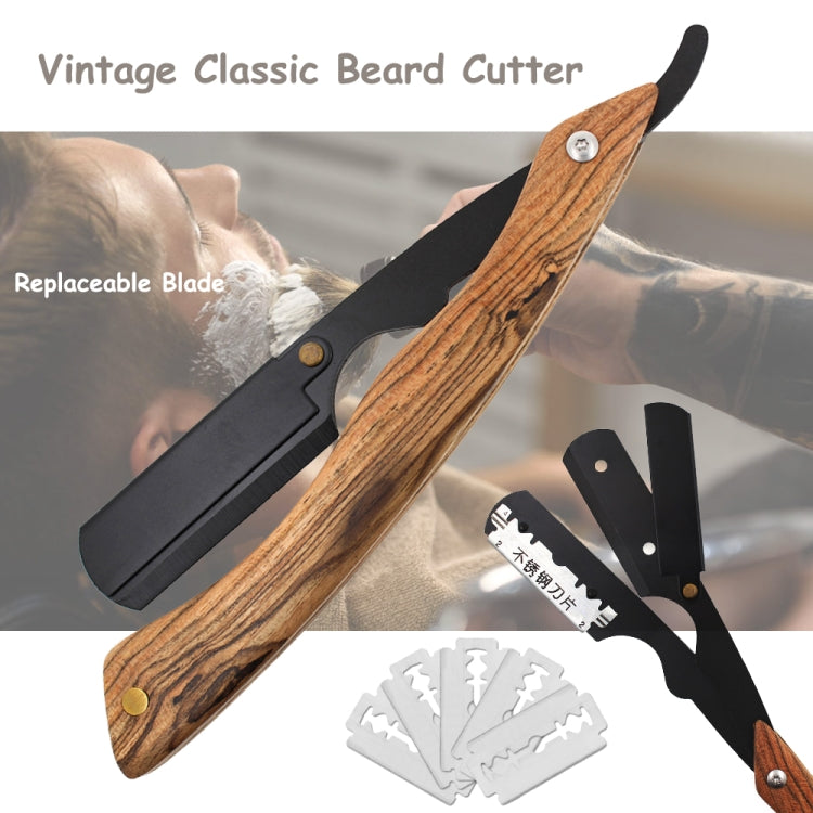 H-10 Men Replaceable Blade Stainless Steel Straight Folding Edge Shaving Razor(Lentil Black Blade Holder)