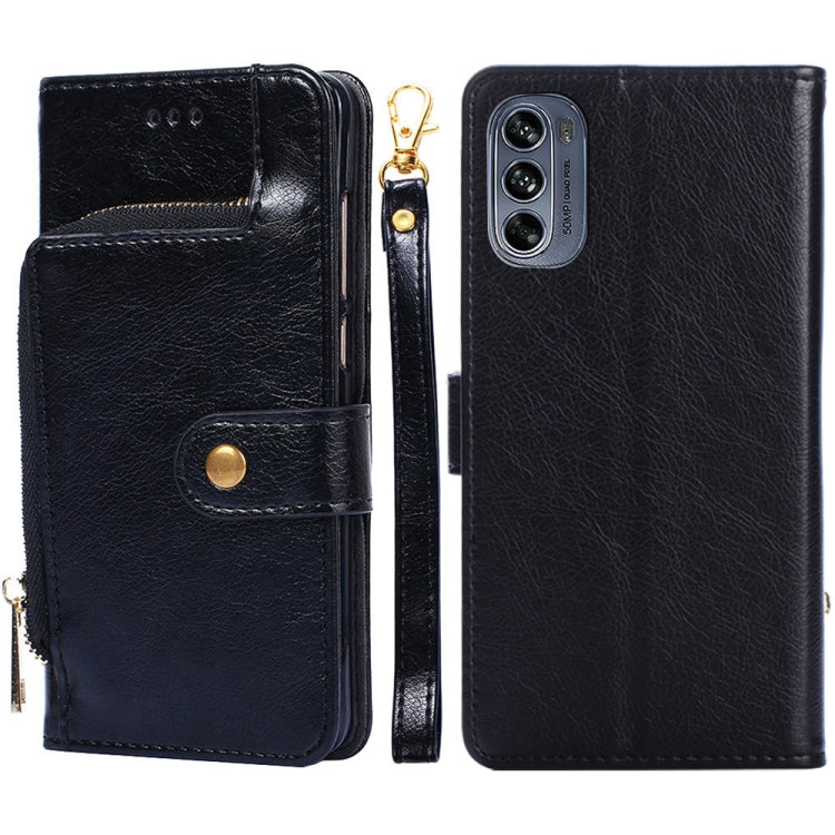 For Motorola Moto G62 5G Zipper Bag Leather Phone Case