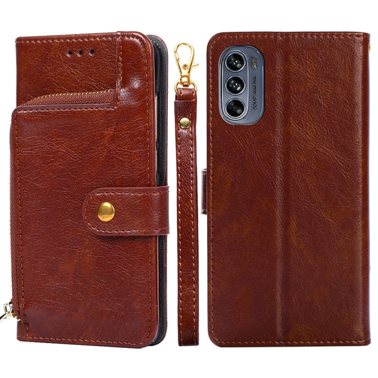 For Motorola Moto G62 5G Zipper Bag Leather Phone Case