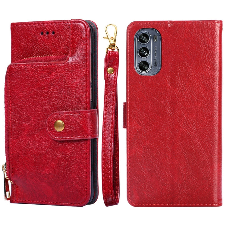 For Motorola Moto G62 5G Zipper Bag Leather Phone Case
