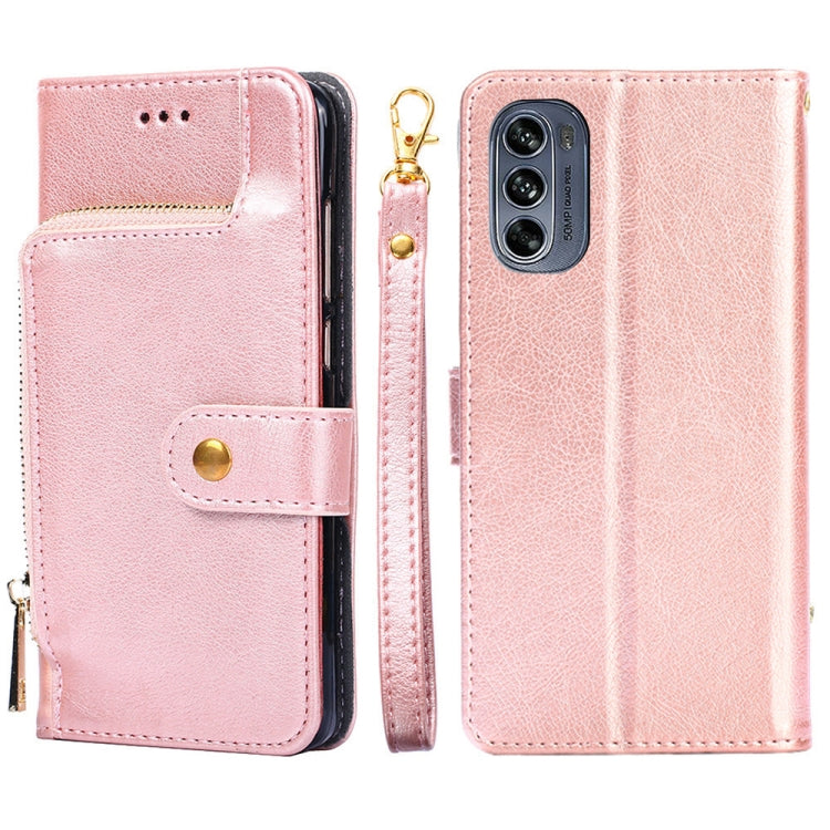 For Motorola Moto G62 5G Zipper Bag Leather Phone Case