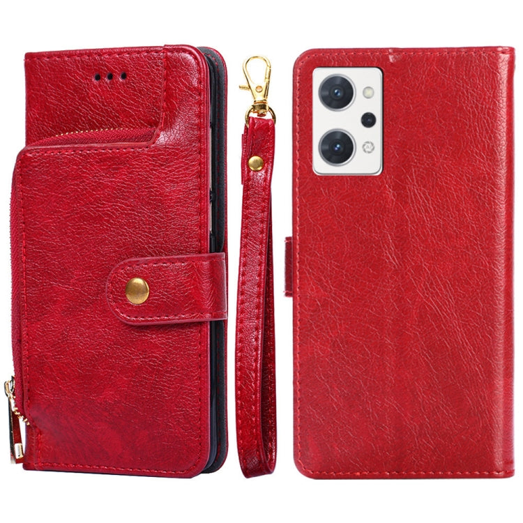 For OPPO Reno7 A JP Version Zipper Bag Leather Phone Case