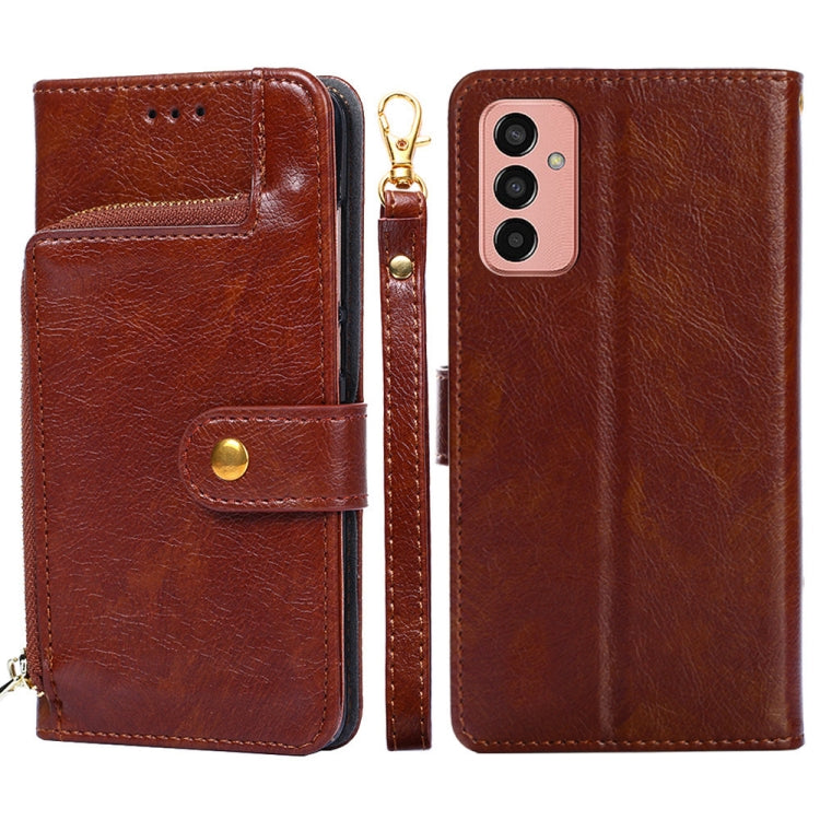 For Samsung Galaxy M13 Zipper Bag Leather Phone Case
