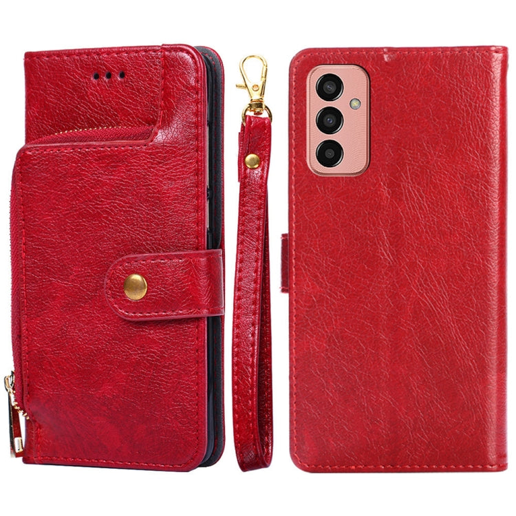 For Samsung Galaxy M13 Zipper Bag Leather Phone Case