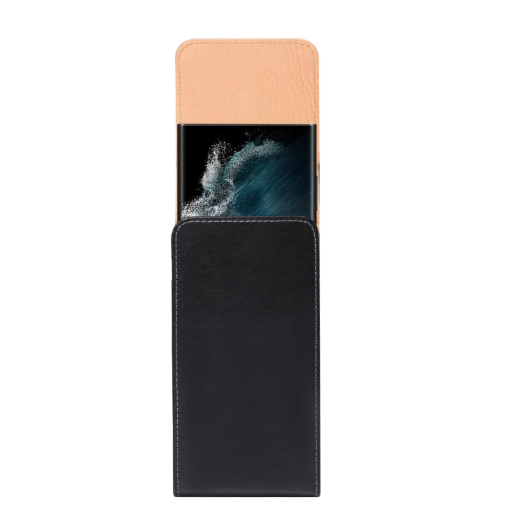 Men Glossy Texture Leather Portable Mobile Phone Waist Bag for 6.9 inch or below(Black)