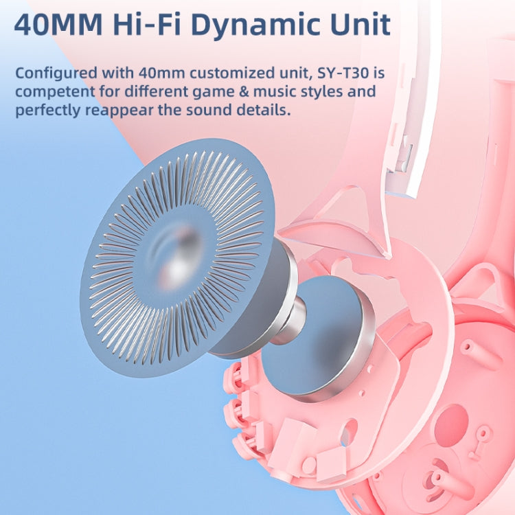 SOYTO SY-T30 RGB Cat Ear Children Bluetooth Wireless Noise Cancelling Ergonomic Gaming Headset