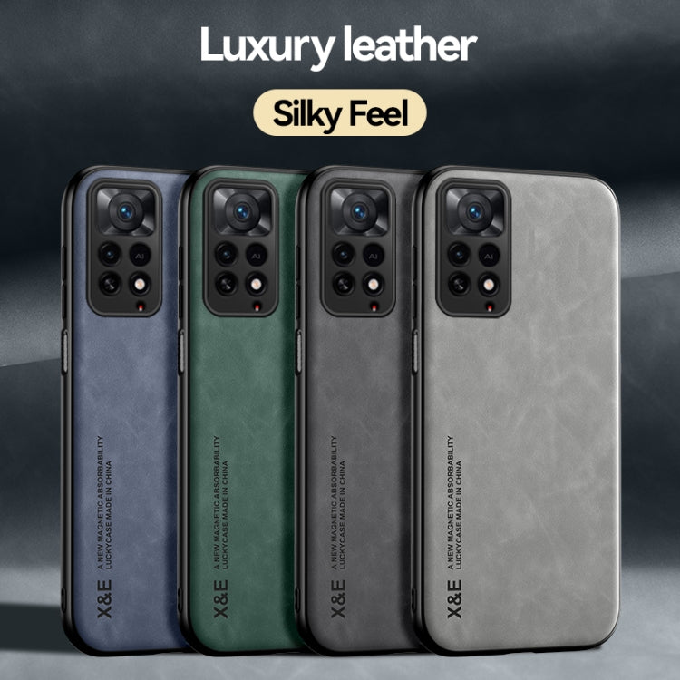 For Xiaomi Redmi Note 11 4G Skin Feel Magnetic Leather Back Phone Case