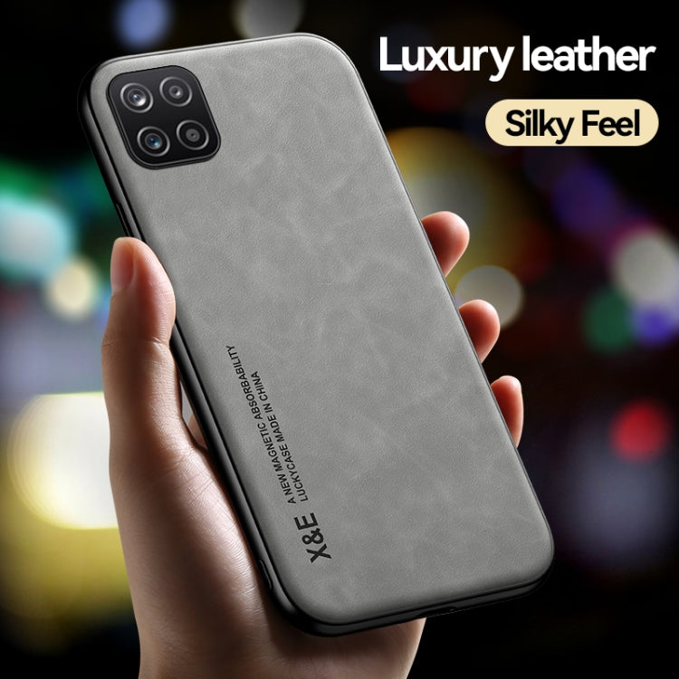 For Samsung Galaxy A22 4G Skin Feel Magnetic Leather Back Phone Case