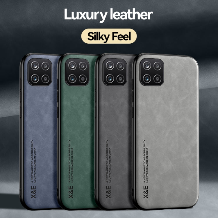 For Samsung Galaxy A22 5G Skin Feel Magnetic Leather Back Phone Case