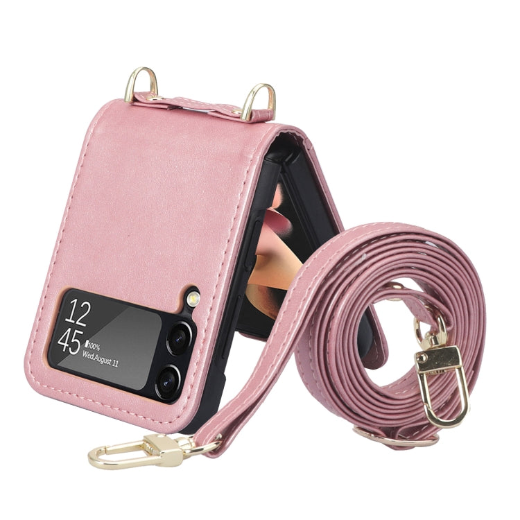 For Samsung Galaxy Z Filp4 5G Lanyard Folding Leather Phone Case