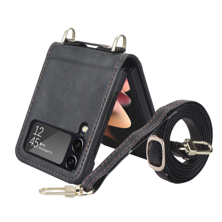 For Samsung Galaxy Z Filp4 5G Lanyard Folding Leather Phone Case