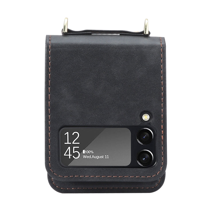For Samsung Galaxy Z Filp4 5G Lanyard Folding Leather Phone Case