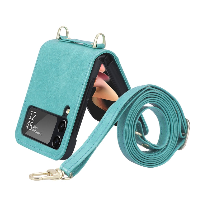 For Samsung Galaxy Z Filp4 5G Lanyard Folding Leather Phone Case
