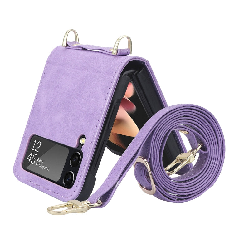 For Samsung Galaxy Z Filp4 5G Lanyard Folding Leather Phone Case